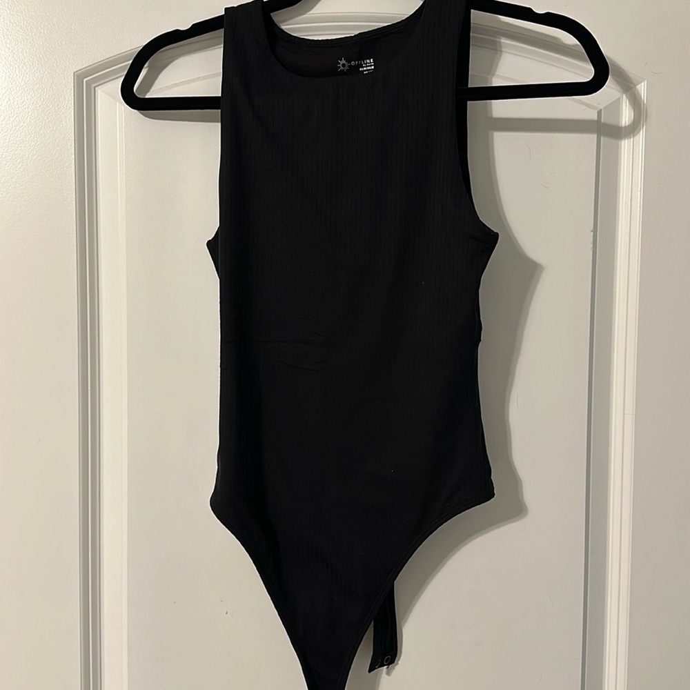 Offline by Aerie black ribbed bodysuit